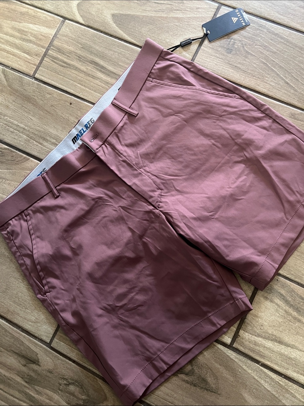 MILERCE Men's Flat-Front Shorts in Dusty Rose